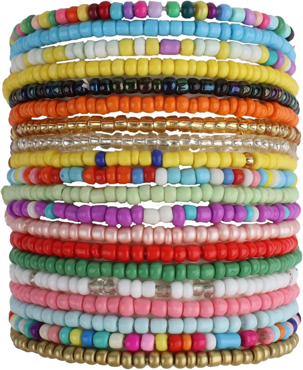 12/20Pcs Boho Elastic Stackable Beaded Ankle Bracelets for Women Summer Bohemian Colorful Style Multilayer Handmade Beaded Foot Anklets Chain Beach Jewelry Set
