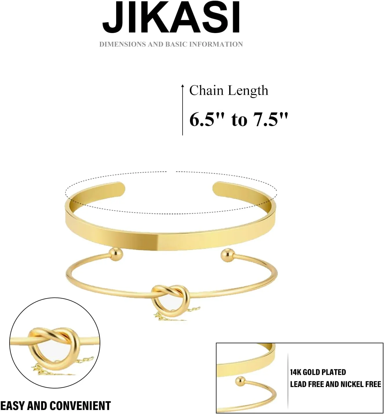 14k Gold Plated Bracelet Stack for Women & Men Cuff Love Knot Bangles Matching Bracelets Gold Jewelry Gifts for Best Friend