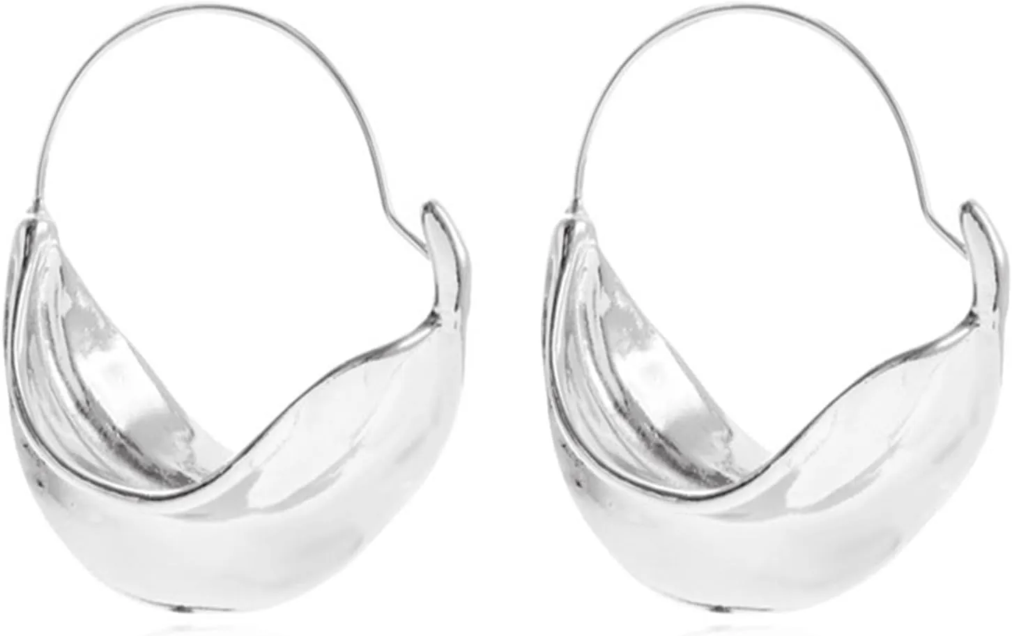 2 Pairs Fulani Chunky Basket Earrings Set Gold Silver Plated Bohemian Statement Hammered Round Irregular Leaves Geometric Large Swirl Dangle Drop Earrings for Women Birthday Prom Party Jewelry Gifts