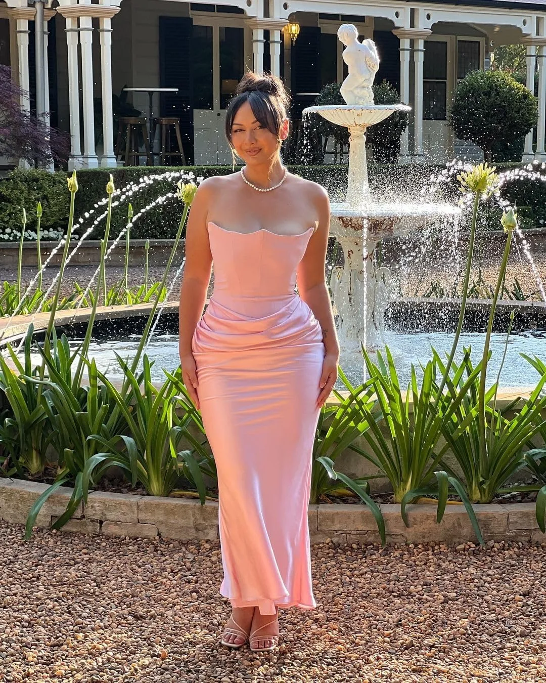 2025 New Year Prom Party Dresses Sexy Long Strapless Corset Cocktai Dress Pink Satin Maxi Elegant Evening Dress