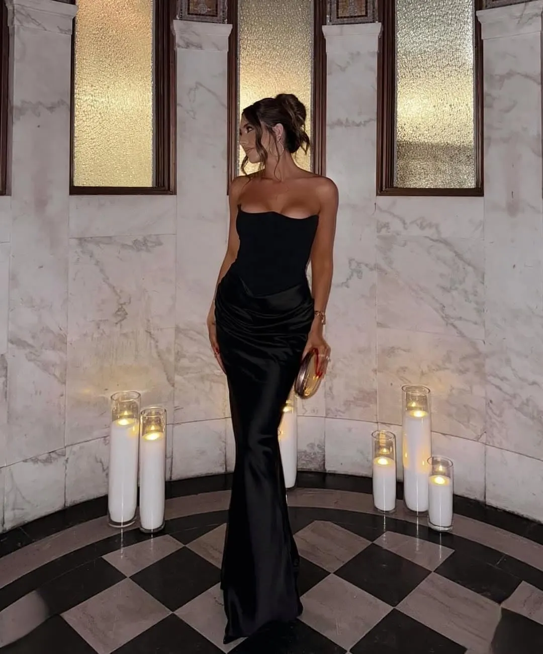 2025 New Year Prom Party Dresses Sexy Long Strapless Corset Cocktai Dress Pink Satin Maxi Elegant Evening Dress