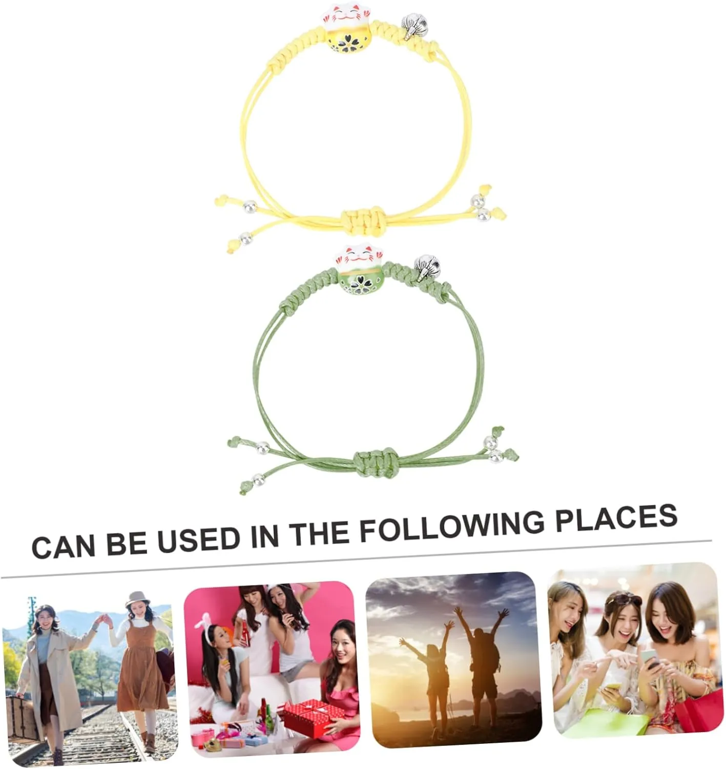 2pcs Ceramic Charm Bracelet Simple Style Bangle Hand-woven Wrist Chain Creative Woven Bracelet