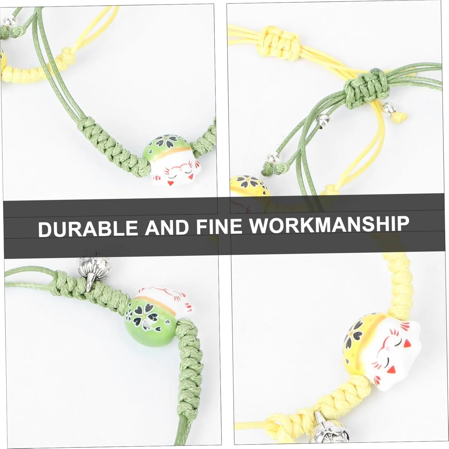 2pcs Ceramic Charm Bracelet Simple Style Bangle Hand-woven Wrist Chain Creative Woven Bracelet