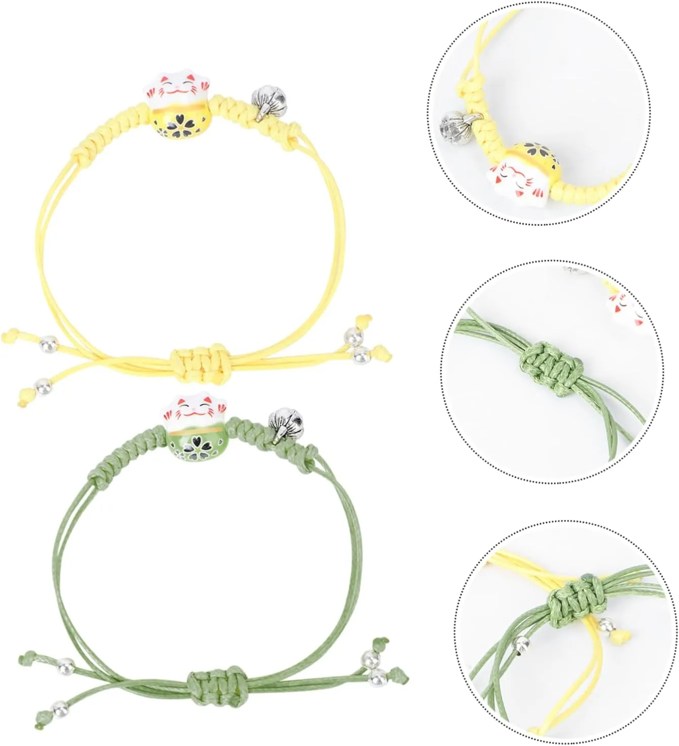 2pcs Ceramic Charm Bracelet Simple Style Bangle Hand-woven Wrist Chain Creative Woven Bracelet
