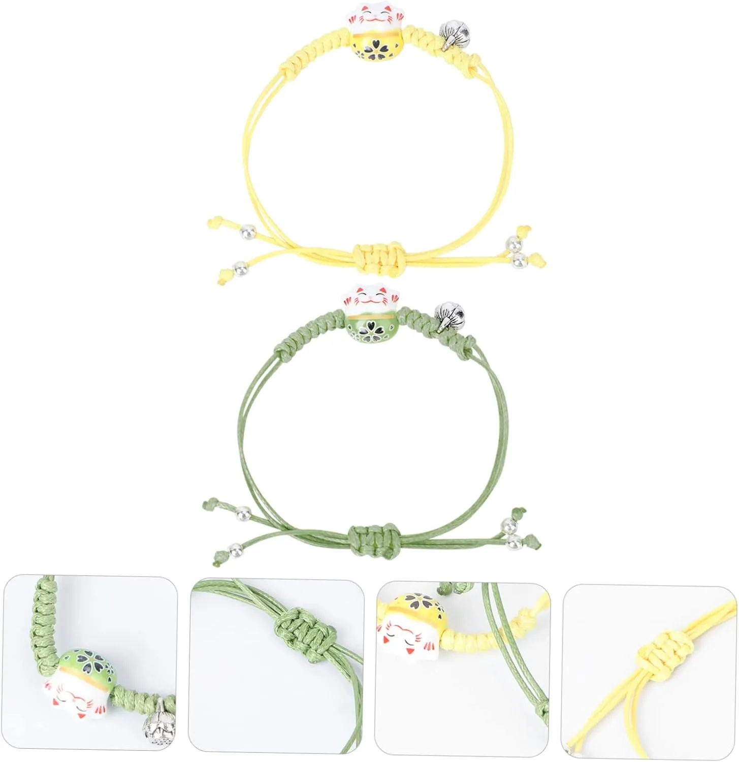 2pcs Ceramic Charm Bracelet Simple Style Bangle Hand-woven Wrist Chain Creative Woven Bracelet