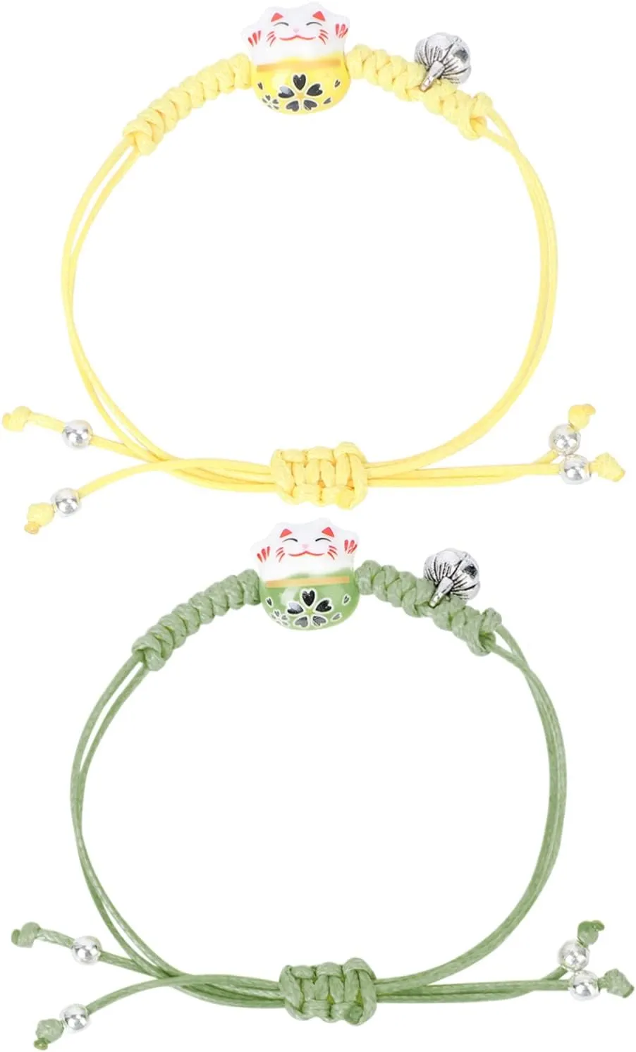 2pcs Ceramic Charm Bracelet Simple Style Bangle Hand-woven Wrist Chain Creative Woven Bracelet