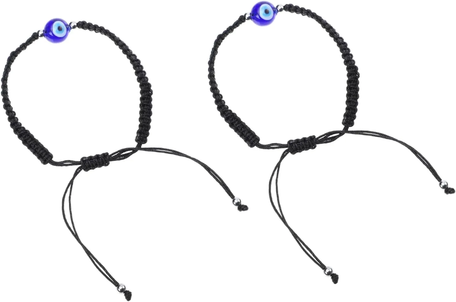 2Pcs Evil Eye Braided Bracelet Adjustable Couples Woven Bracelets with Rope and Beads Present for Men Women