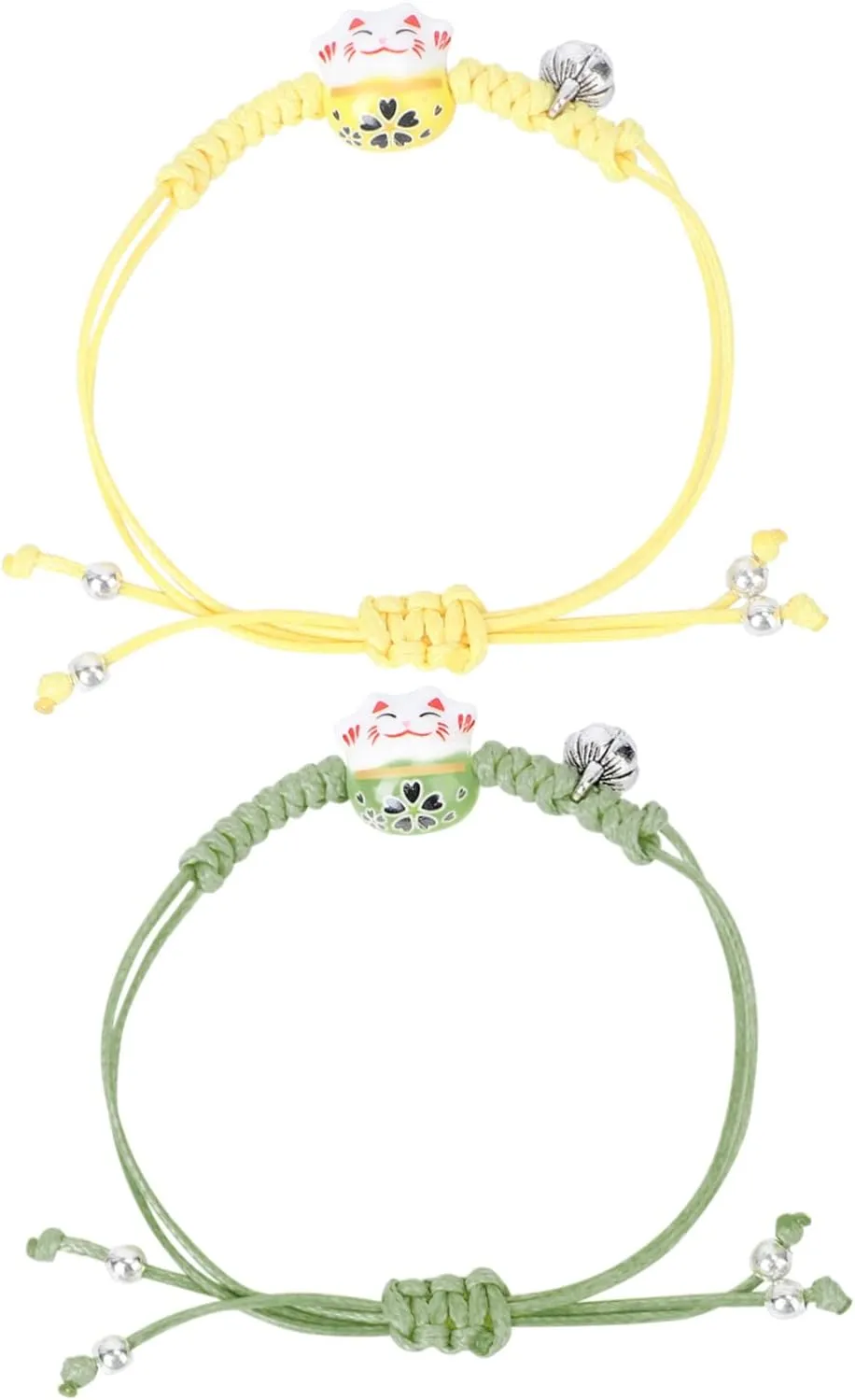 2Pcs Handmade Cat Charm Bracelet Delicate Hand Woven Friendship Jewelry for Students Animal Lovers Birthdays and Special Occasions