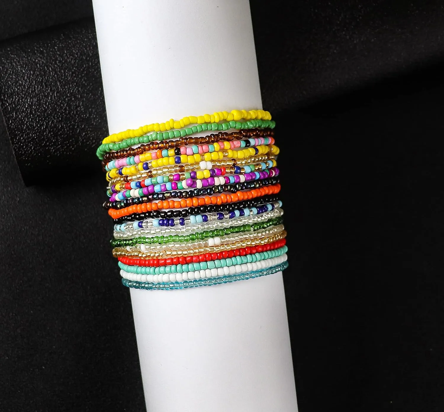 3-20Pcs Handmade Bohemian Summer Beach Beads African Ankle Bracelet for Women Adjustable Boho Colorful Seeds Stretch Barefoot Sandal Foot Anklet Jewelry
