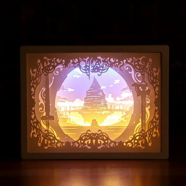 3D Paper Carving Night Lights LED Table Lamp Bedroom Bedside Night Lights Christmas Halloween Carved Decor Lamp Birthday Gifts