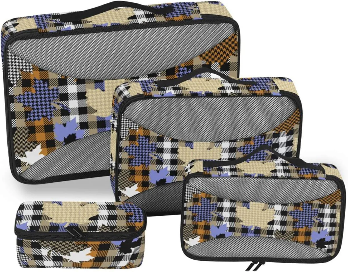 4 Pcs Travel Packing Cubes for Suitcases Falling Maple Leaves Travel Packing Cubes Visible Luggage Cubes Organizers Suitcase Organizer Bags Set