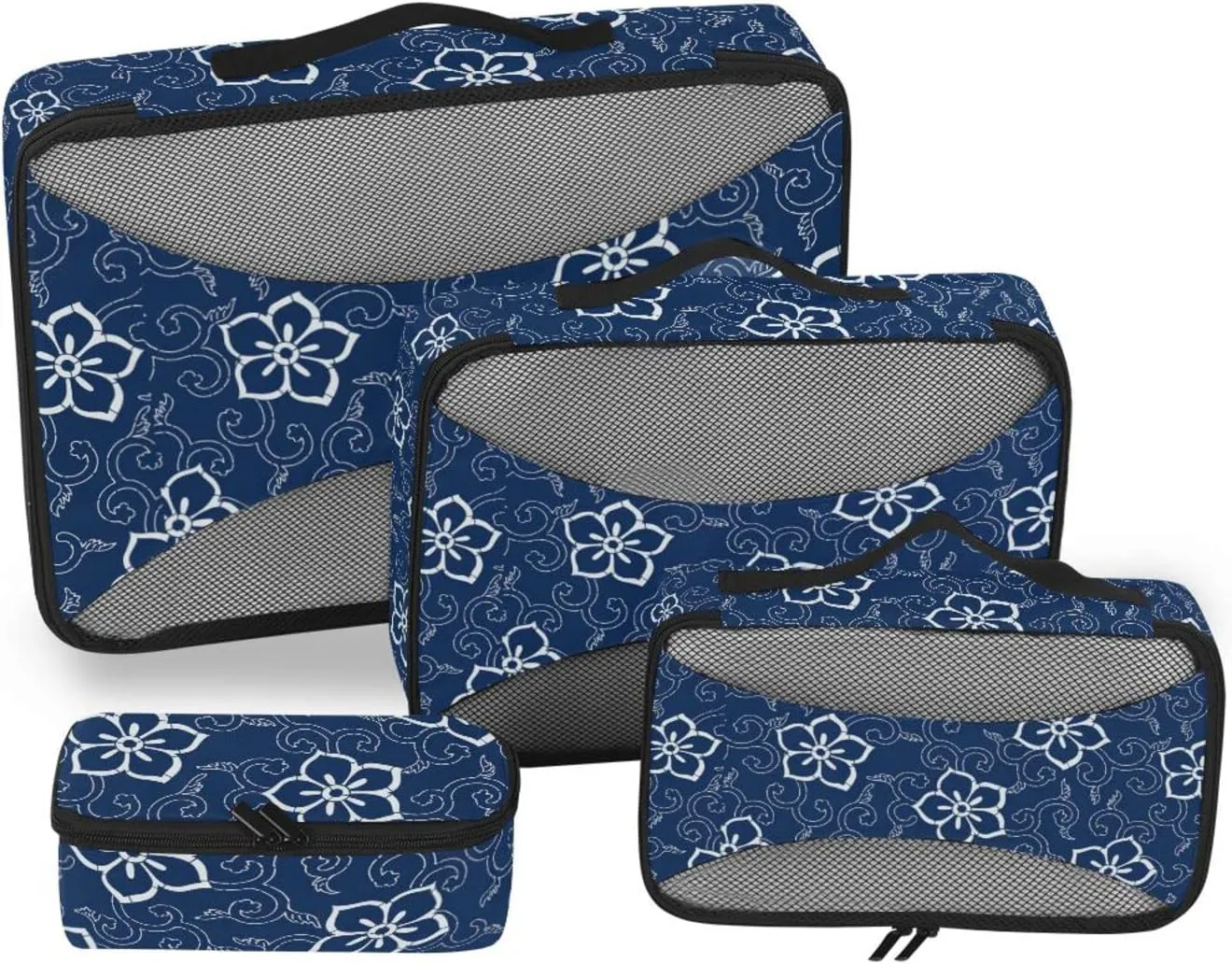 4 Pcs Travel Packing Cubes for Suitcases Flower Pattern Travel Packing Cubes Visible Luggage Cubes Organizers Suitcase Organizer Bags Set