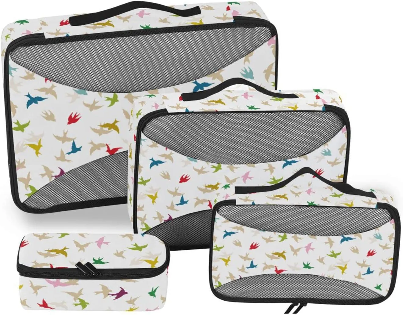 4 Pcs Travel Packing Cubes for Suitcases Flying Birds Travel Packing Cubes Visible Luggage Cubes Organizers Suitcase Organizer Bags Set