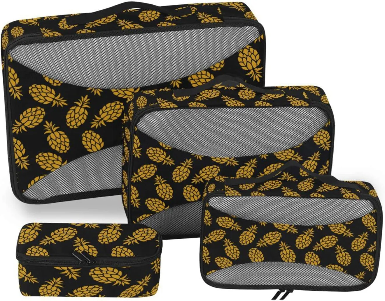 4 Pcs Travel Packing Cubes for Suitcases Gold Pineapples Travel Packing Cubes Visible Luggage Cubes Organizers Suitcase Organizer Bags Set