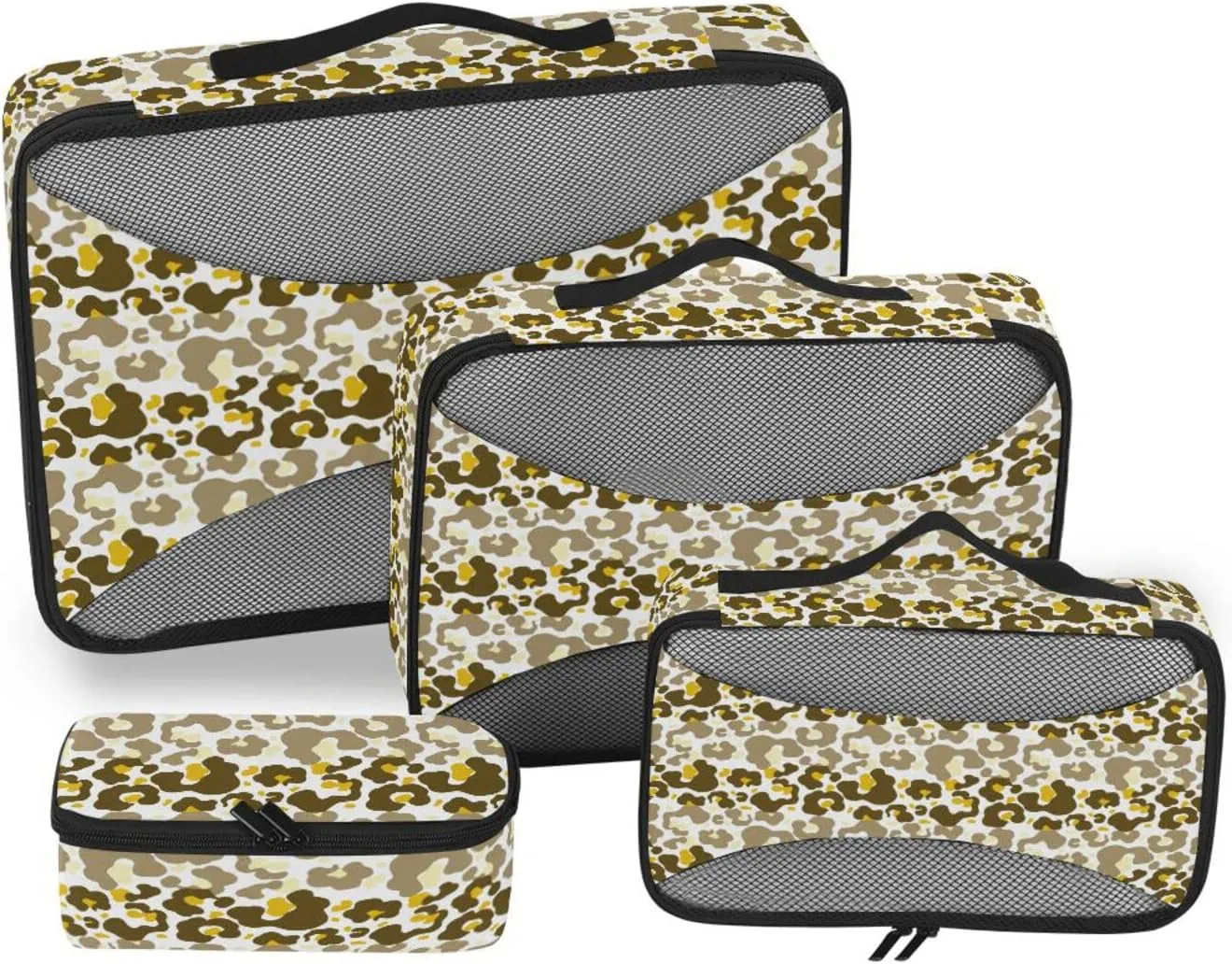4 Pcs Travel Packing Cubes for Suitcases Leopard Background Travel Packing Cubes Visible Luggage Cubes Organizers Suitcase Organizer Bags Set