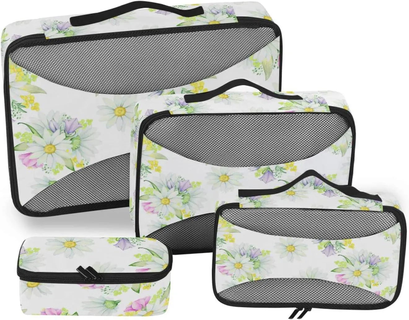 4 Pcs Travel Packing Cubes for Suitcases Watercolor Flowers Travel Packing Cubes Visible Luggage Cubes Organizers Suitcase Organizer Bags Set