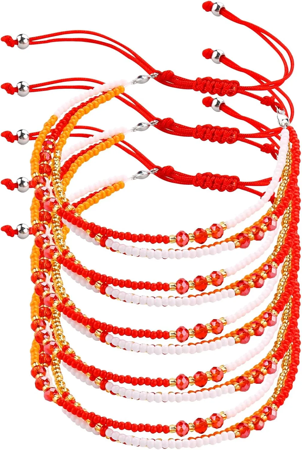 5 Pcs Beaded Anklets Adjustable Bracelet Handmade Bracelet for Women Unique Colorful Beaded Bracelets