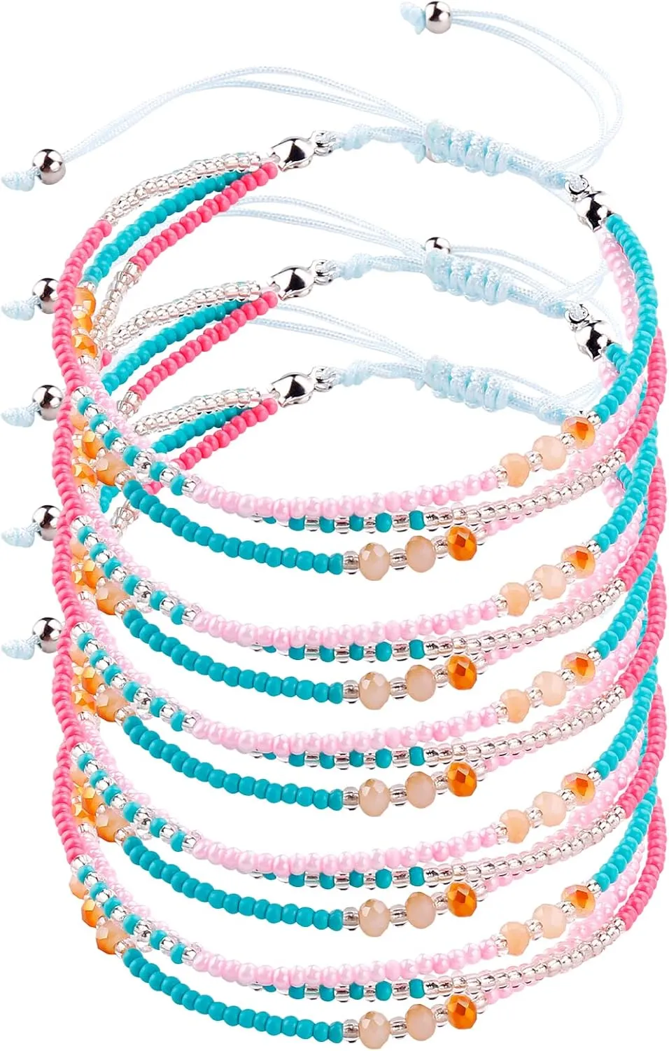 5 Pcs Beaded Anklets Adjustable Bracelet Handmade Bracelet for Women Unique Colorful Beaded Bracelets