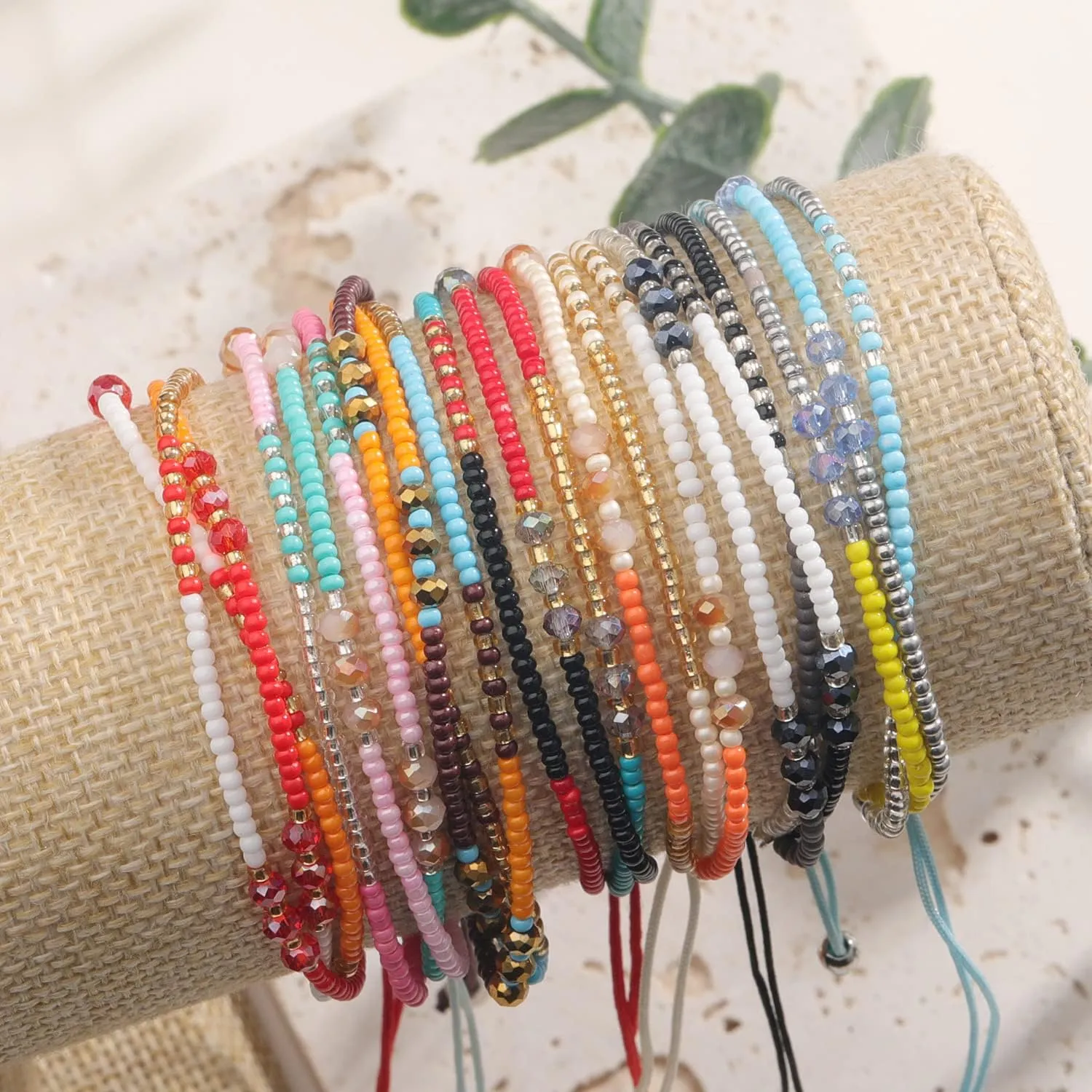 5 Pcs Beaded Anklets Adjustable Bracelet Handmade Bracelet for Women Unique Colorful Beaded Bracelets