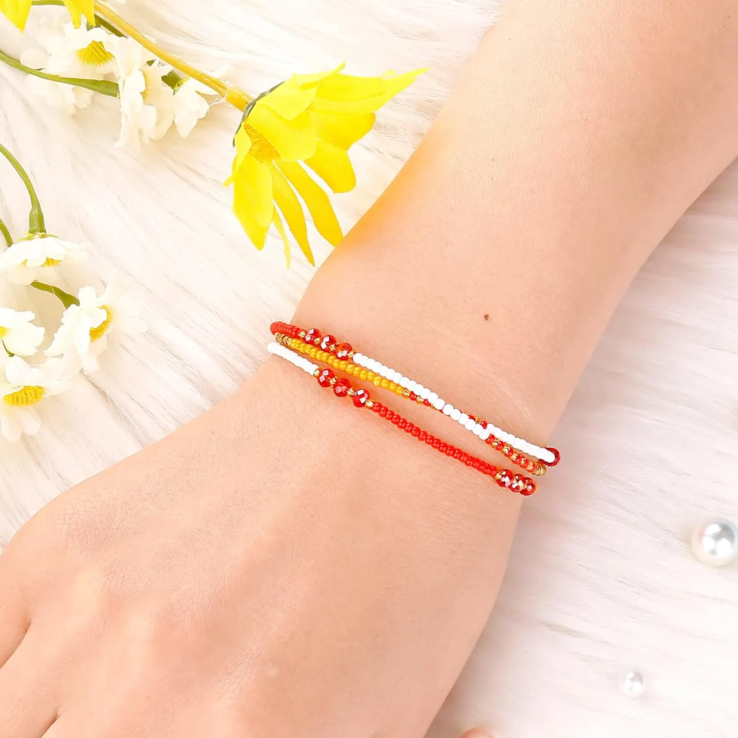 5 Pcs Beaded Anklets Adjustable Bracelet Handmade Bracelet for Women Unique Colorful Beaded Bracelets
