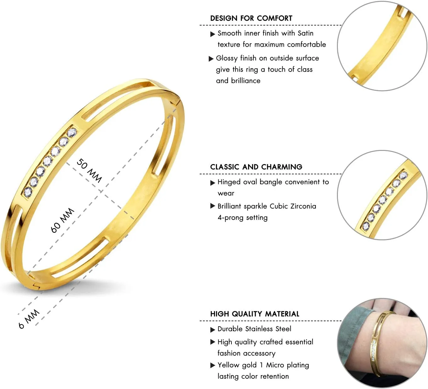 555Jewelry Womens Stainless Steel Fashion CZ Studded Cuff Bangle Bracelet