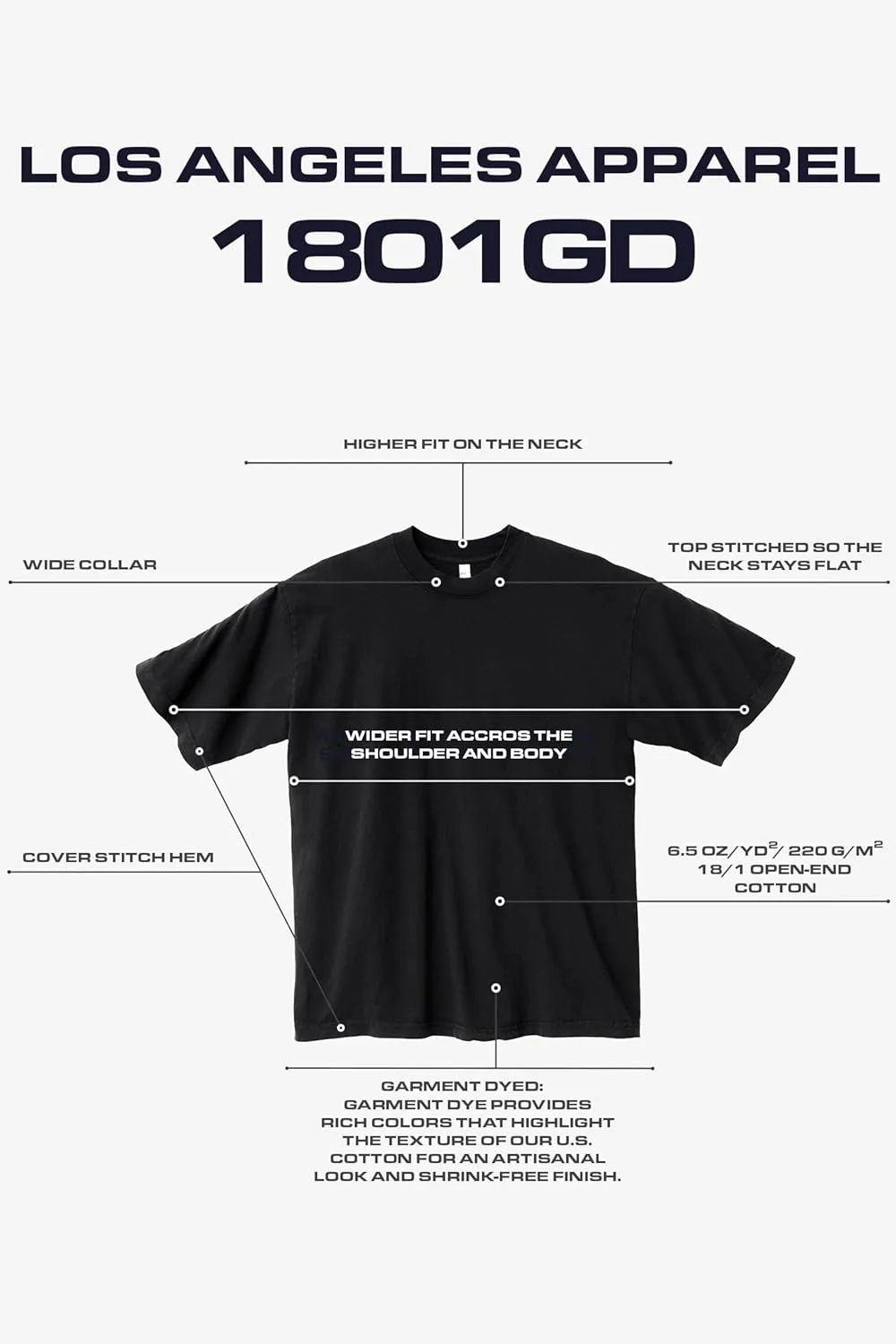 6.5oz Garment Dye Crew Neck T-Shirt, Durable USA Cotton