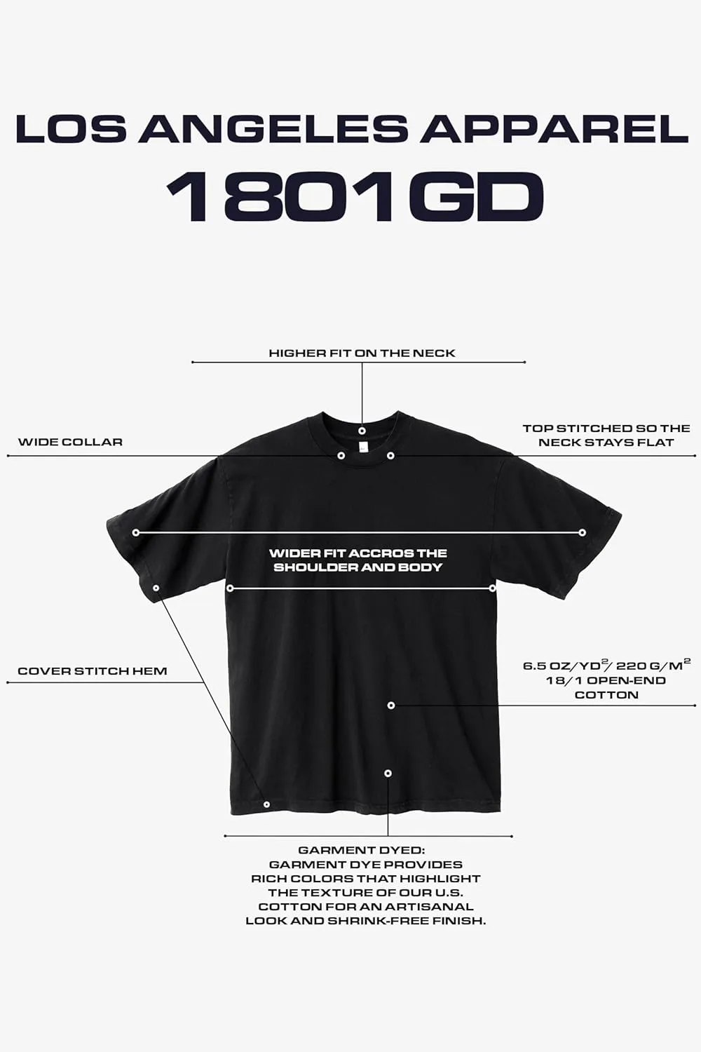 6.5oz Garment Dye Crew Neck T-Shirt, Durable USA Cotton