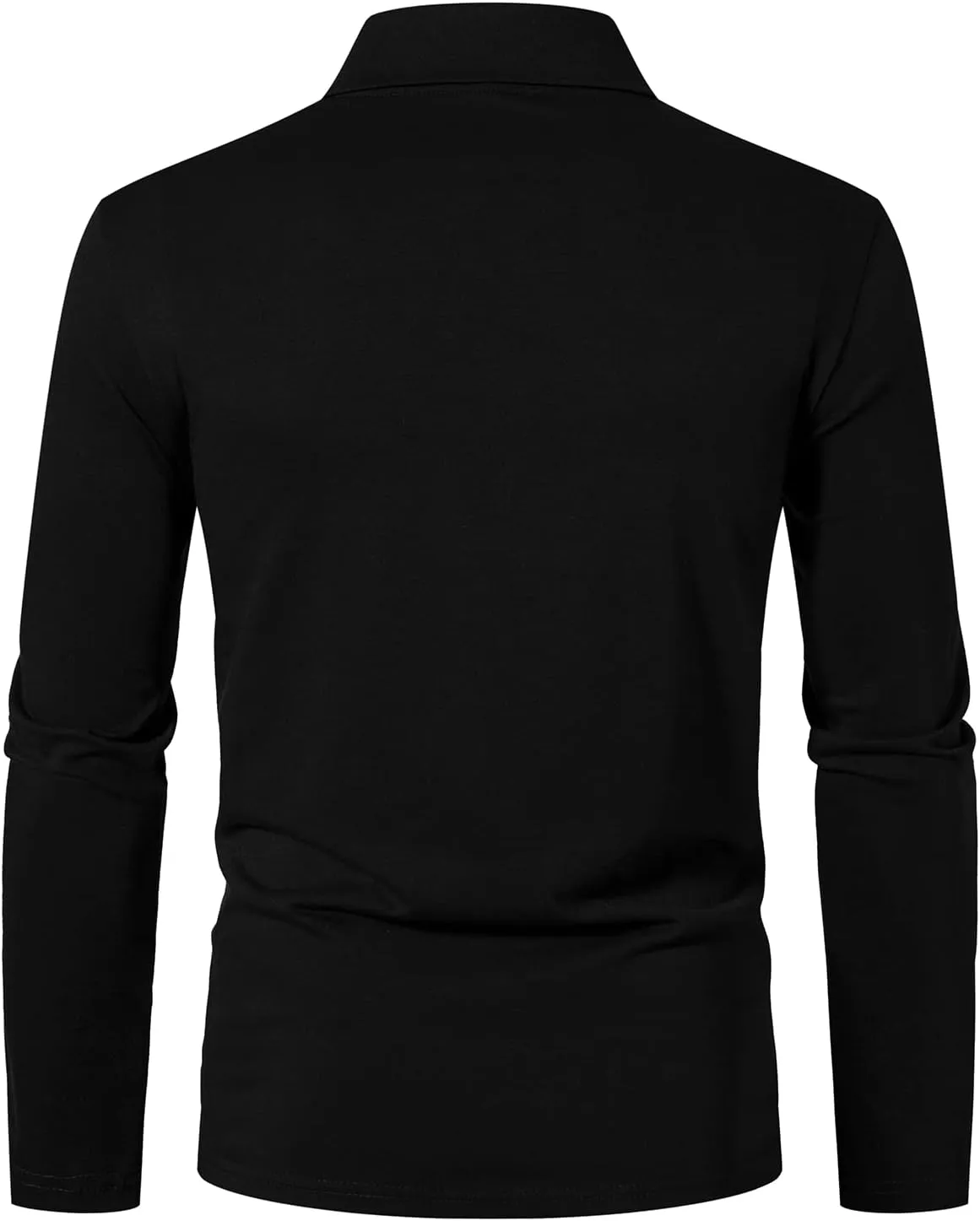 A WATERWANG Men's Long Sleeve Polo Shirts, Slim-fit Cotton Golf Polo Shirts Basic Designed
