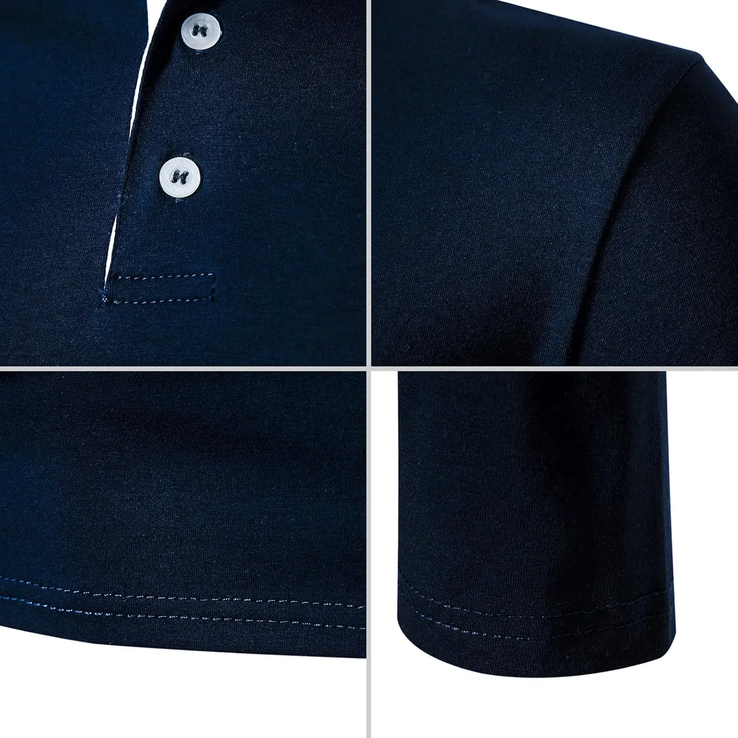 A WATERWANG Men's Long Sleeve Polo Shirts, Slim-fit Cotton Golf Polo Shirts Basic Designed