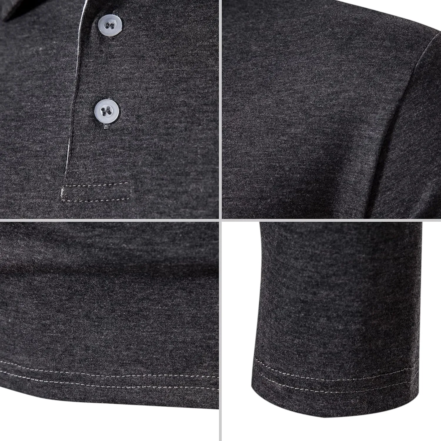 A WATERWANG Men's Long Sleeve Polo Shirts, Slim-fit Cotton Golf Polo Shirts Basic Designed