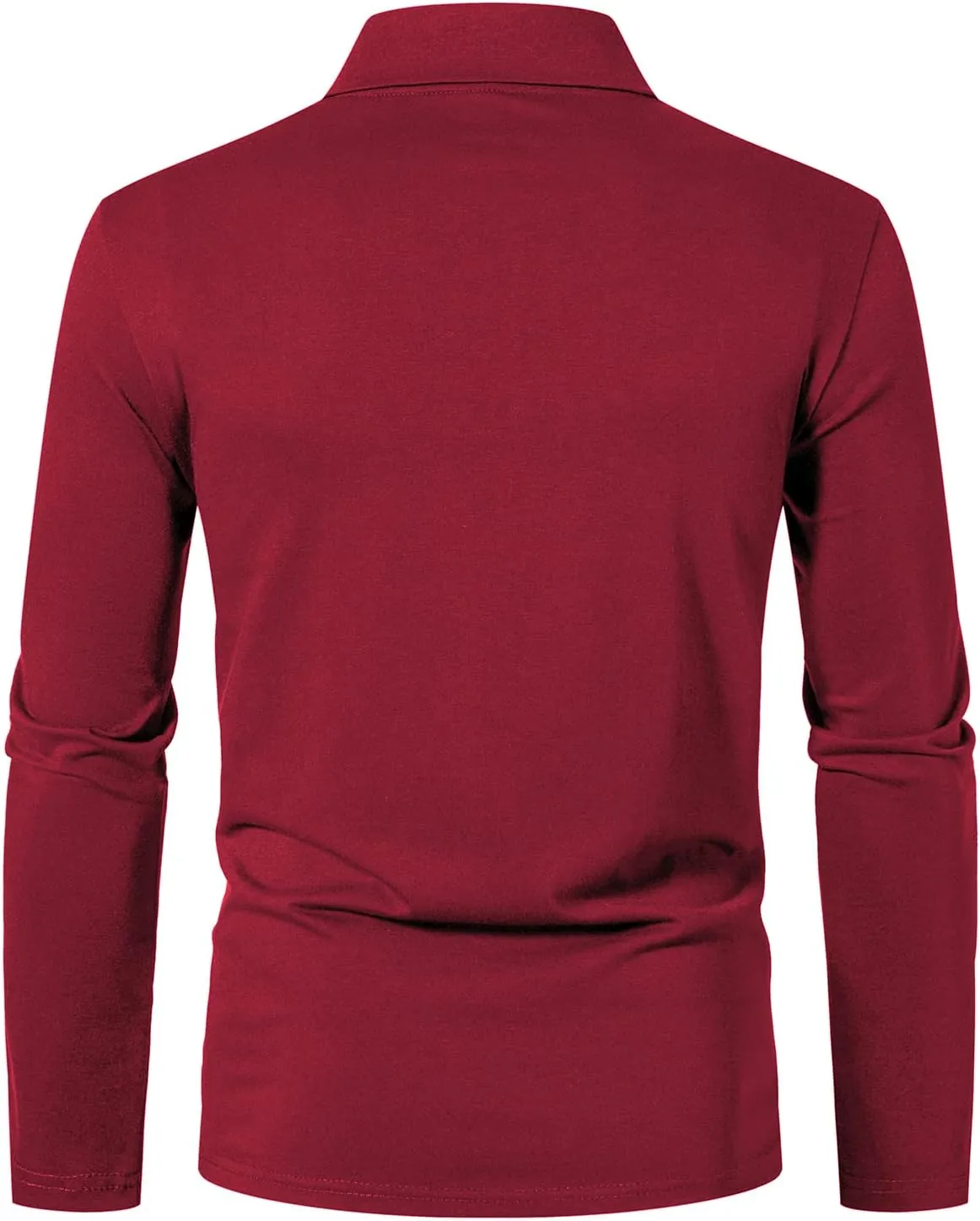 A WATERWANG Men's Long Sleeve Polo Shirts, Slim-fit Cotton Golf Polo Shirts Basic Designed