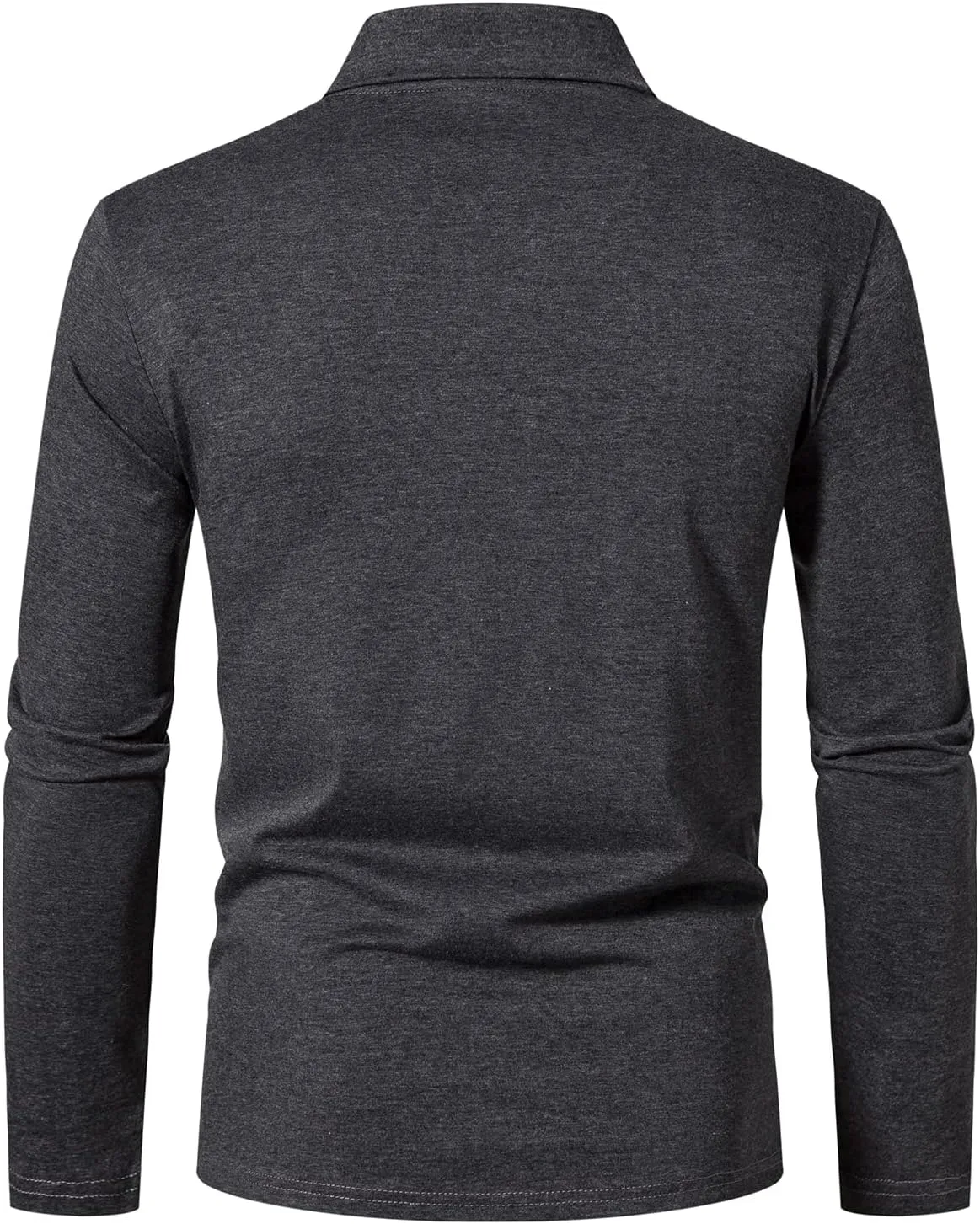 A WATERWANG Men's Long Sleeve Polo Shirts, Slim-fit Cotton Golf Polo Shirts Basic Designed
