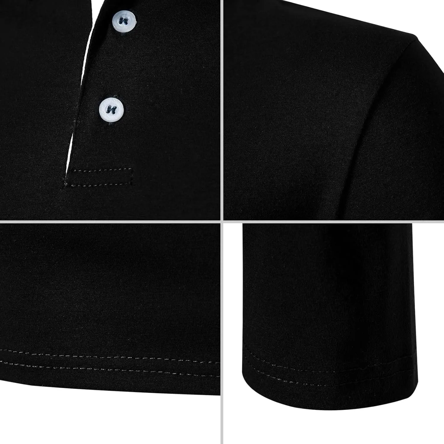 A WATERWANG Men's Long Sleeve Polo Shirts, Slim-fit Cotton Golf Polo Shirts Basic Designed