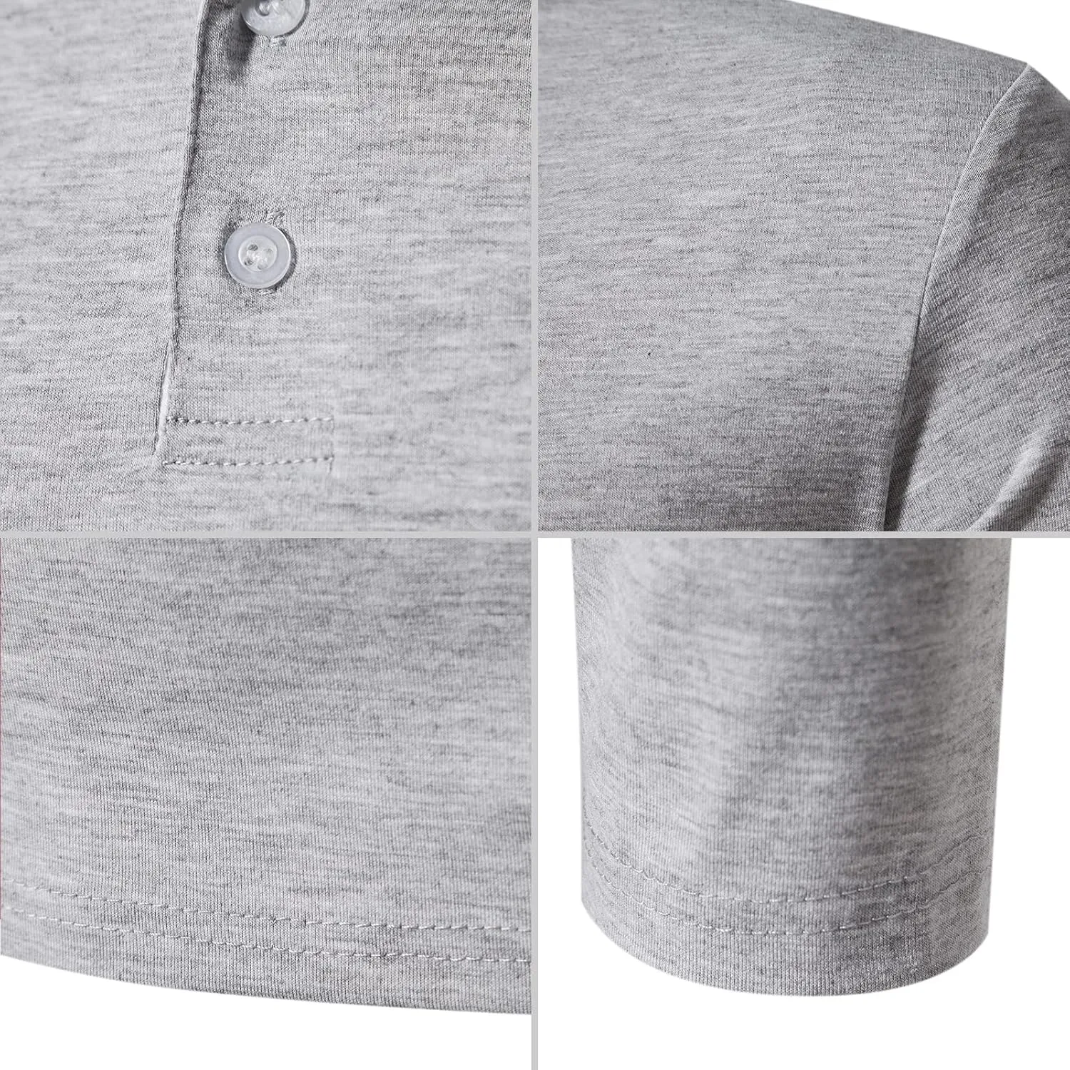 A WATERWANG Men's Long Sleeve Polo Shirts, Slim-fit Cotton Golf Polo Shirts Basic Designed