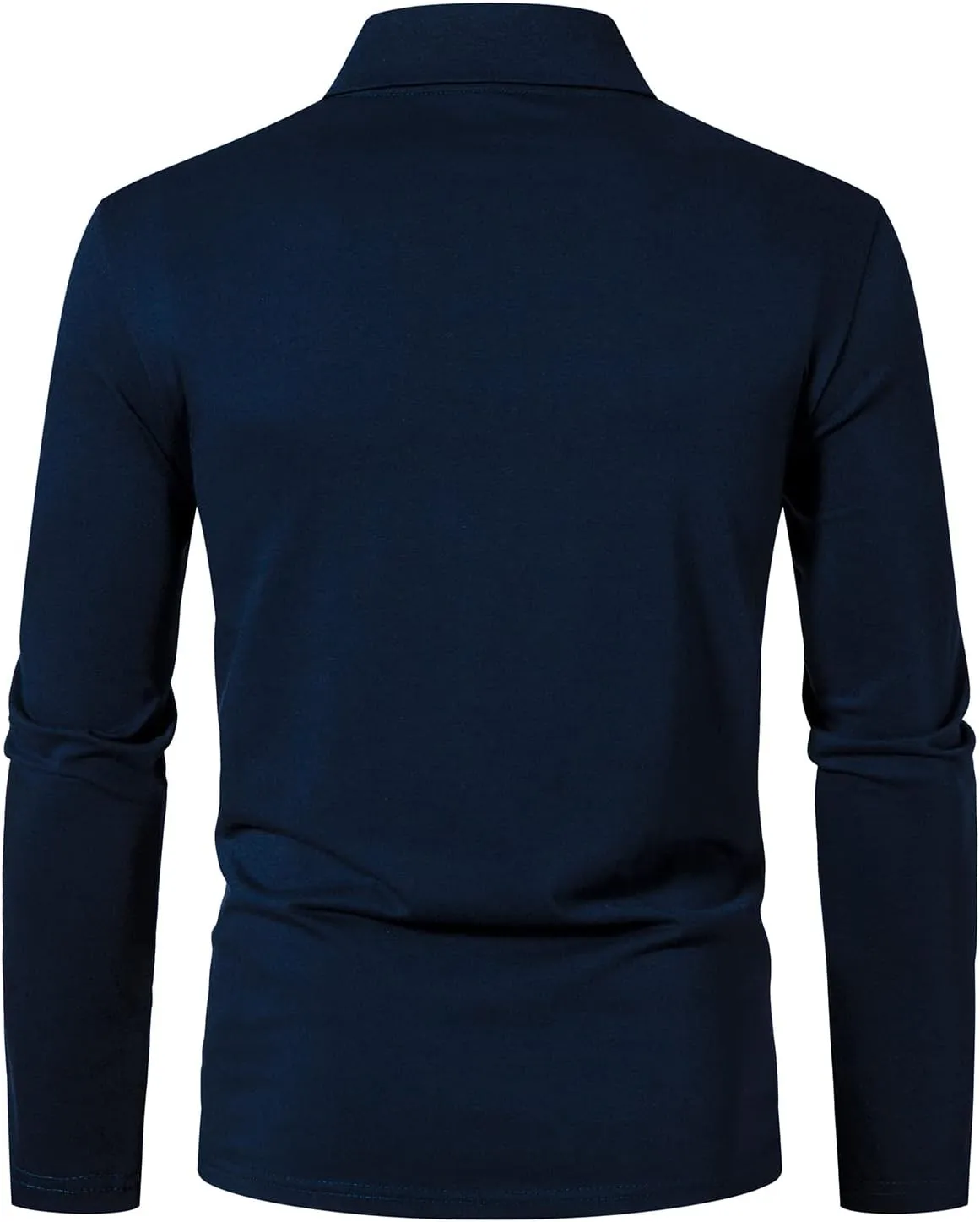 A WATERWANG Men's Long Sleeve Polo Shirts, Slim-fit Cotton Golf Polo Shirts Basic Designed