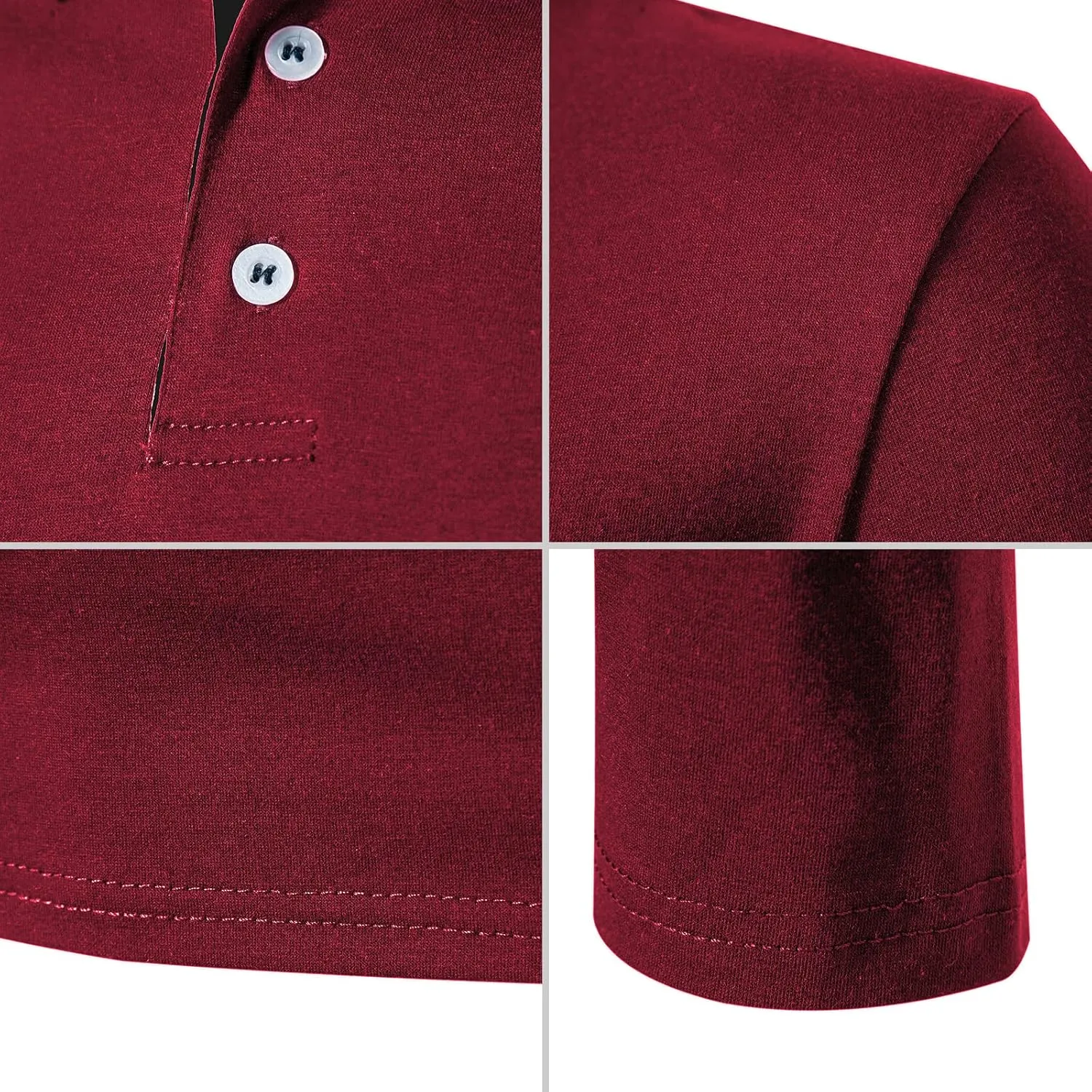 A WATERWANG Men's Long Sleeve Polo Shirts, Slim-fit Cotton Golf Polo Shirts Basic Designed