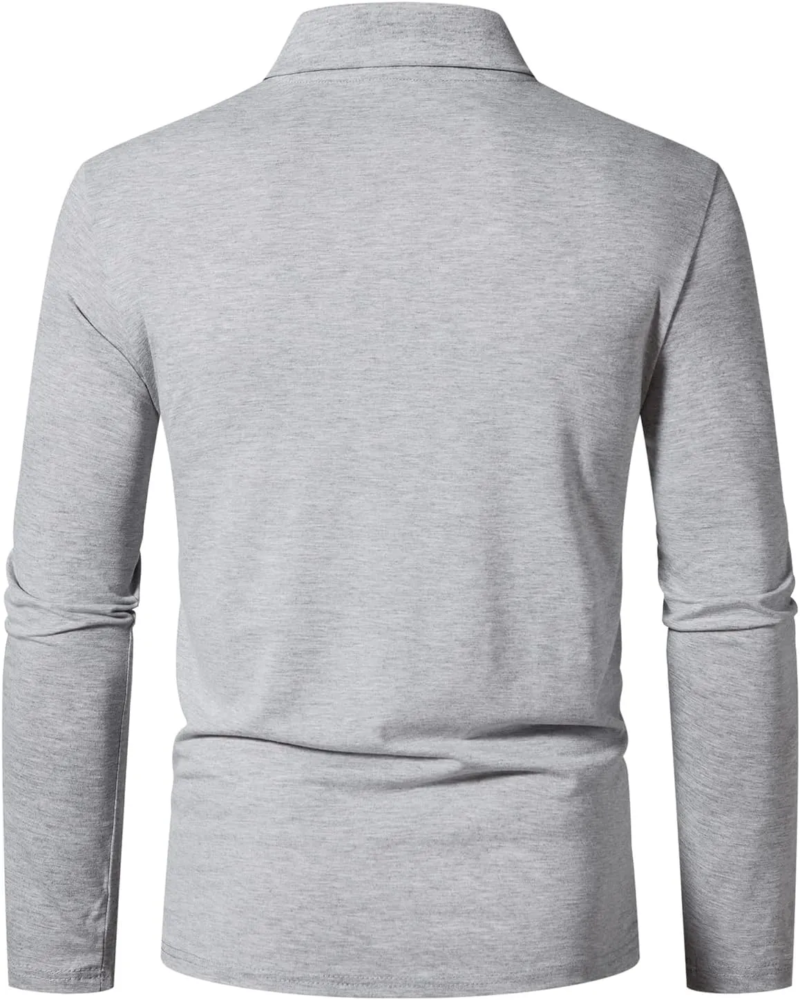 A WATERWANG Men's Long Sleeve Polo Shirts, Slim-fit Cotton Golf Polo Shirts Basic Designed