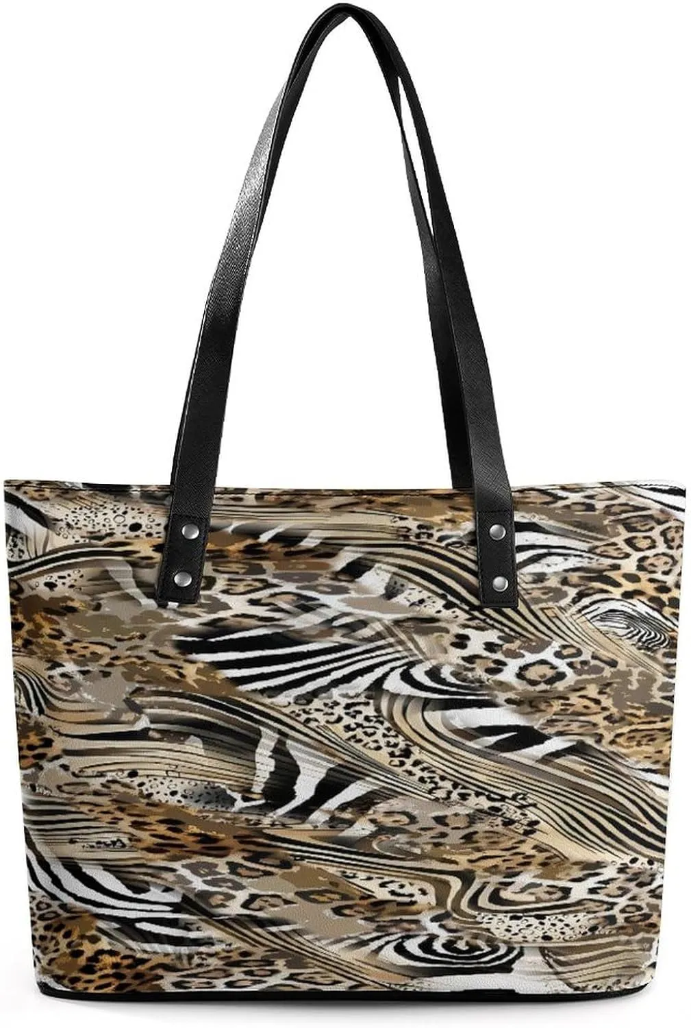 African Wild Animal Leopard Zebra Women Tote Bags Top Handle Satchel Handbags Faux Leather Tassel Shoulder Purse