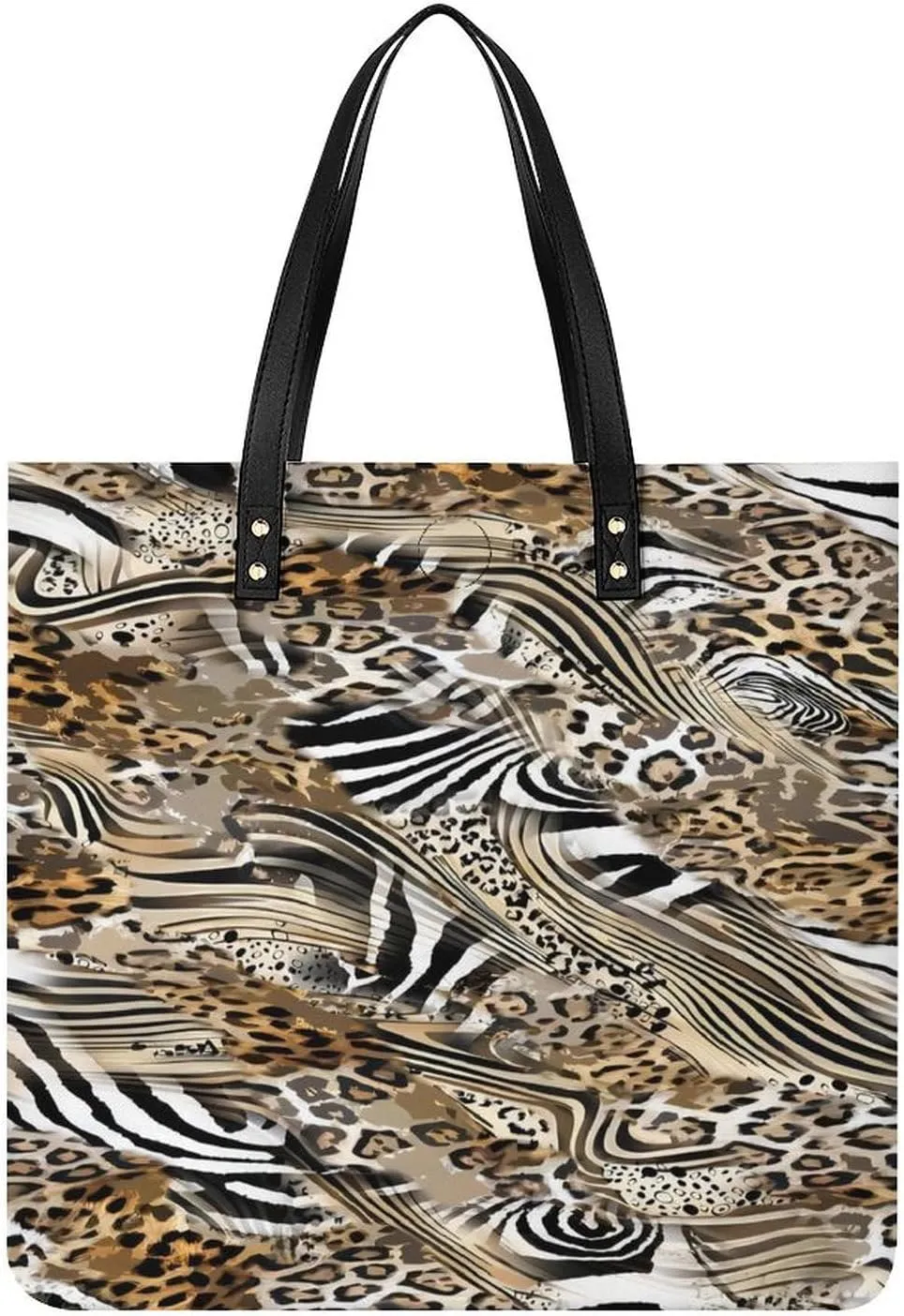 African Wild Animal Leopard Zebra Women Tote Bags Top Handle Satchel Handbags PU Faux Leather Tassel Shoulder Purse