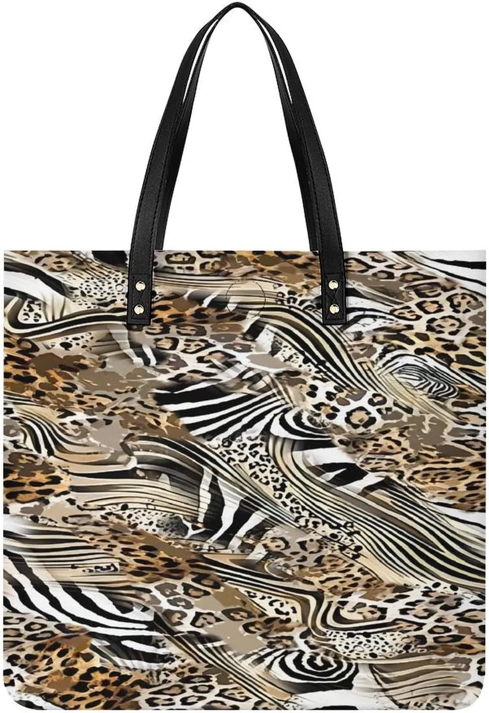 African Wild Animal Leopard Zebra Women Tote Bags Top Handle Satchel Handbags PU Faux Leather Tassel Shoulder Purse