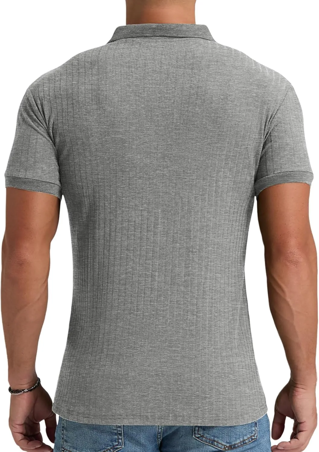 Aimeilgot Mens Polo Shirts Short Sleeve Casual Retro Summer T-Shirts Soft Knitted Classic Polo Tees