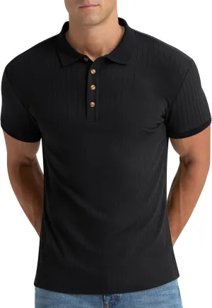 Aimeilgot Mens Polo Shirts Short Sleeve Casual Retro Summer T-Shirts Soft Knitted Classic Polo Tees