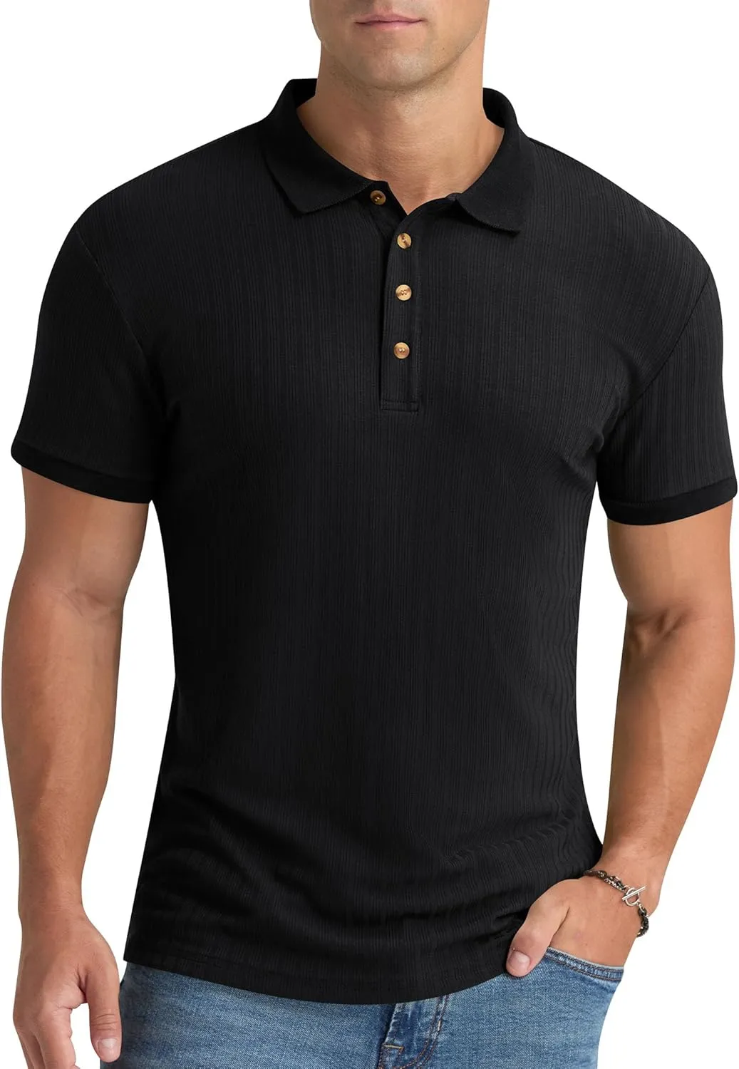 Aimeilgot Mens Polo Shirts Short Sleeve Casual Retro Summer T-Shirts Soft Knitted Classic Polo Tees