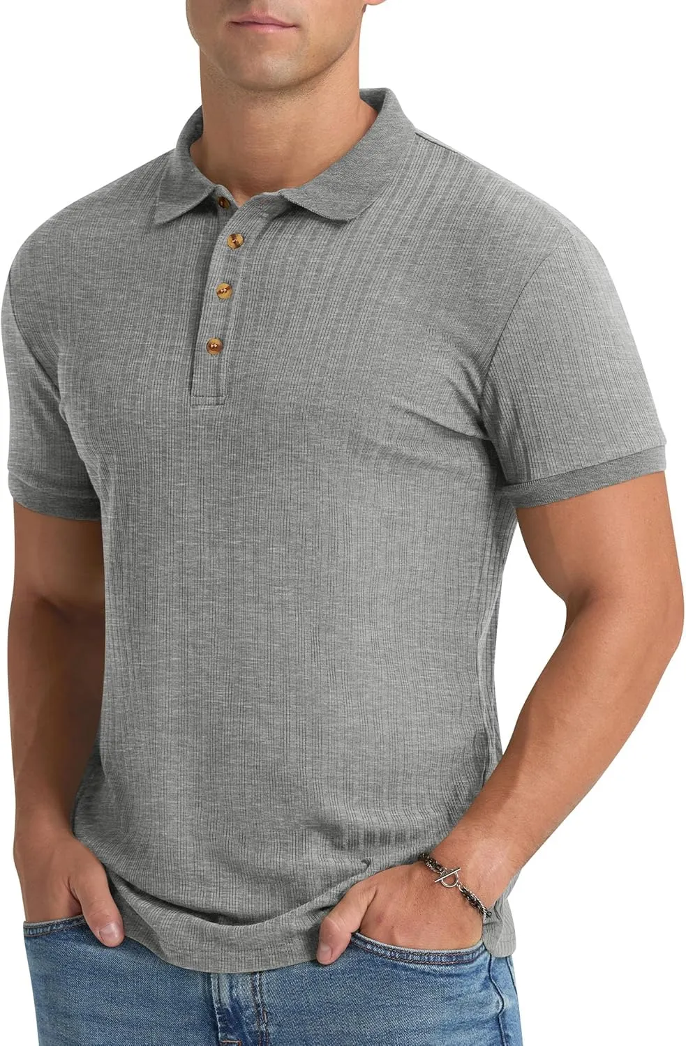 Aimeilgot Mens Polo Shirts Short Sleeve Casual Retro Summer T-Shirts Soft Knitted Classic Polo Tees