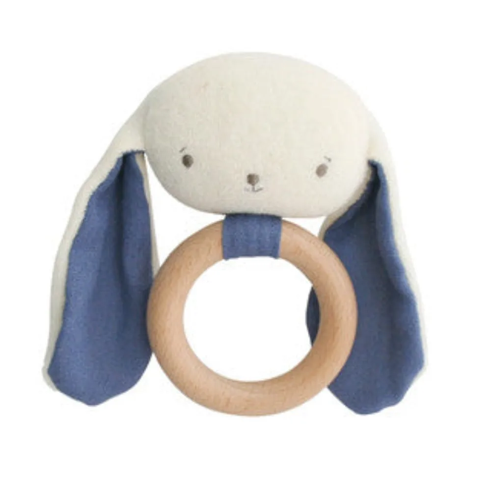 Alimrose Baby Bunny Teether Rattle Chambray