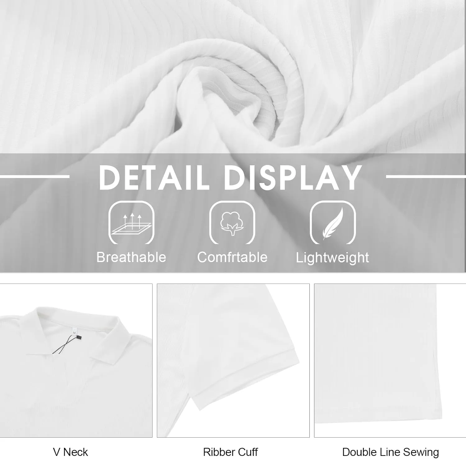 Angbater Men's Polo Shirts V Neck Fashion Casual Short Sleeve Textured Collared Golf T-Shirts