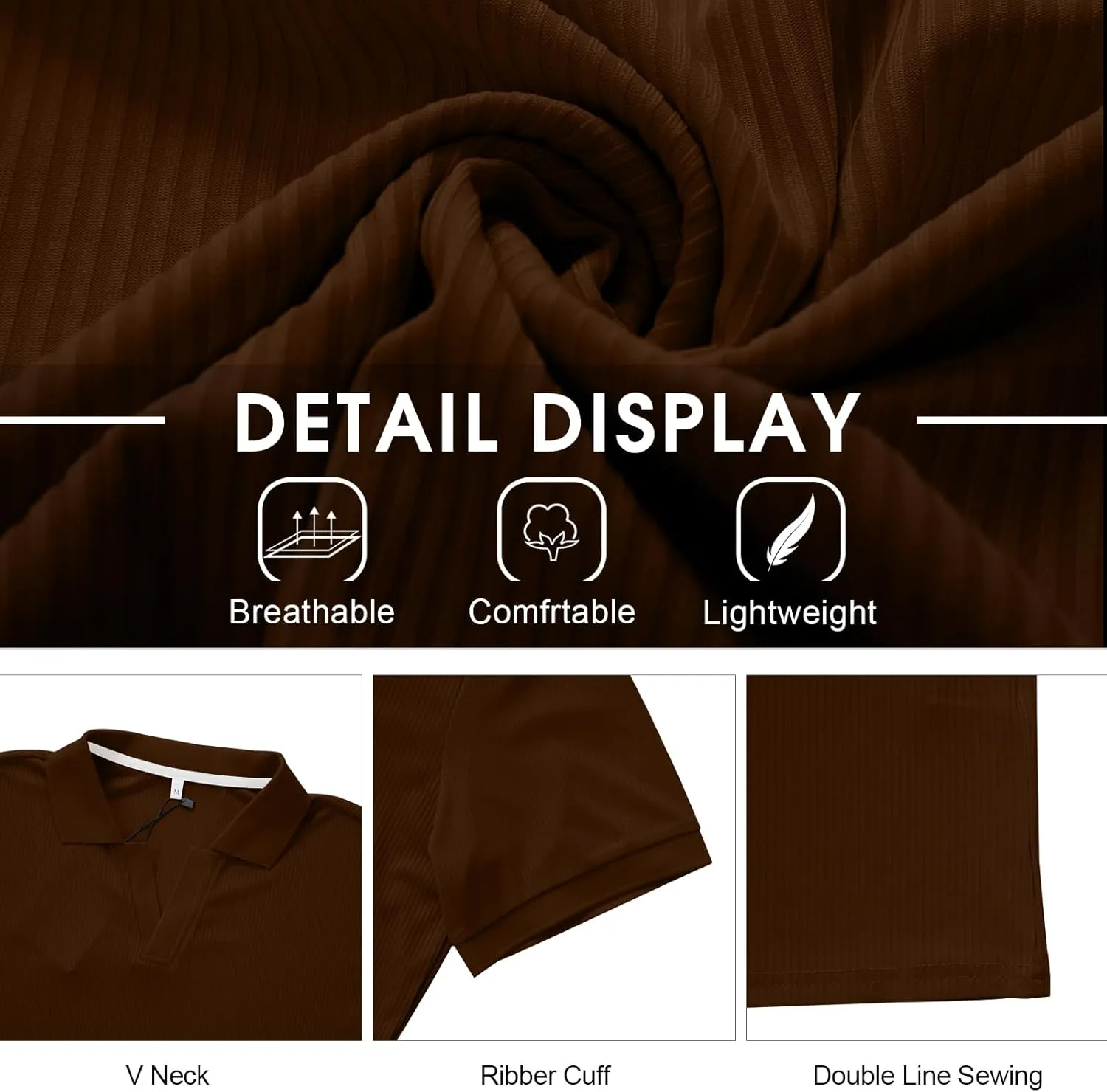 Angbater Men's Polo Shirts V Neck Fashion Casual Short Sleeve Textured Collared Golf T-Shirts