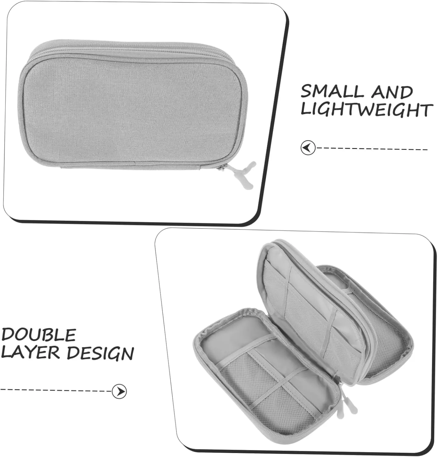 Angoily Cable Charger Storage Bag for Travel Electronic Organizer Double-Layer Pouch Cord Organizer Bag for Earphones Hard Drives