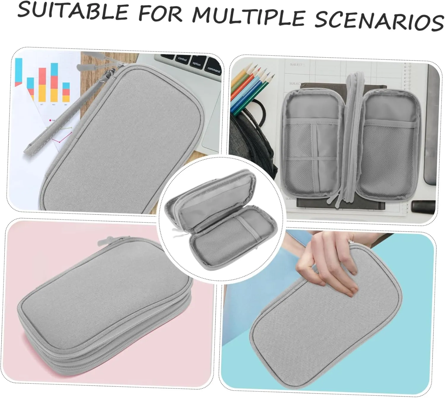 Angoily Cable Charger Storage Bag for Travel Electronic Organizer Double-Layer Pouch Cord Organizer Bag for Earphones Hard Drives