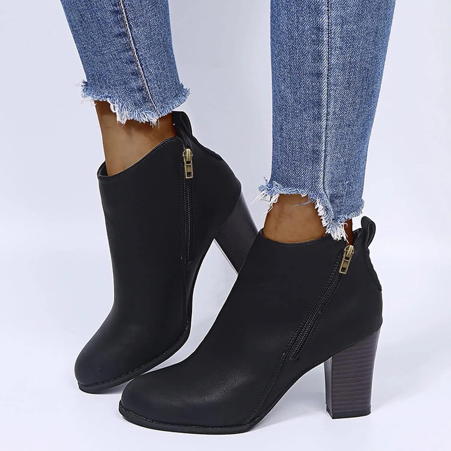 Ankle Boots Womens Black Boots Cute Fall Boots Women's Size 11 Womens Leather Booties and Ankle Boots No Heel Wide Width Booties for Women Low Heel